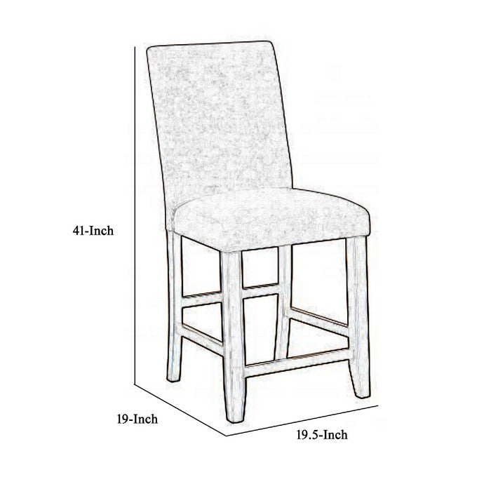 Nailhead Trim Fabric Upholstered Counter Chair, Set of 2, Gray and Brown - BM215220