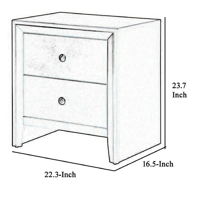 Grained Wooden Nightstand with 2 Drawers and Sled Base, Cherry Brown - BM215227