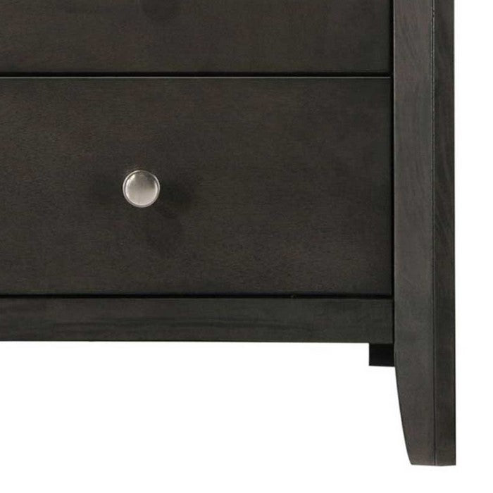 Grained Wooden Nightstand with 2 Drawers and Sled Base, Gray - BM215228