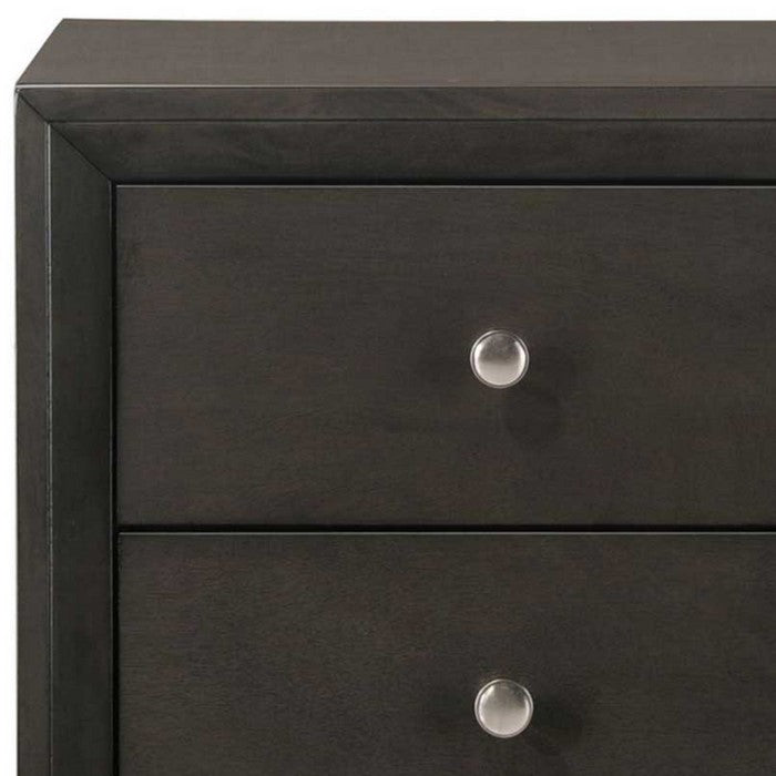Grained Wooden Nightstand with 2 Drawers and Sled Base, Gray - BM215228