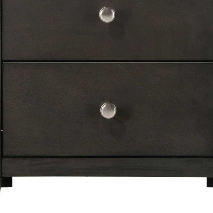 Grained Wooden Nightstand with 2 Drawers and Sled Base, Gray - BM215228