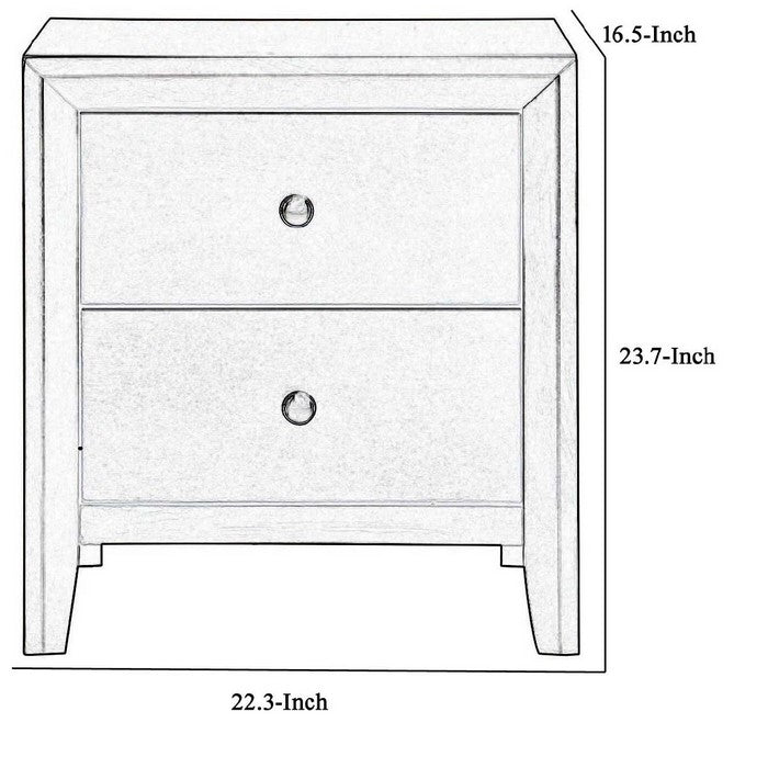 Grained Wooden Nightstand with 2 Drawers and Sled Base, Gray - BM215228
