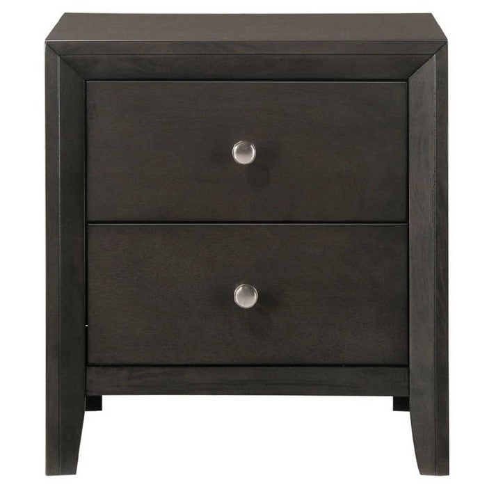 Grained Wooden Nightstand with 2 Drawers and Sled Base, Gray - BM215228