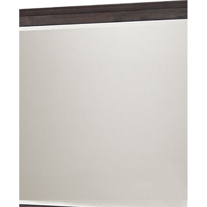 Molded Wooden Frame Dresser Top Mirror with Beveled Edges, Brown and Silver