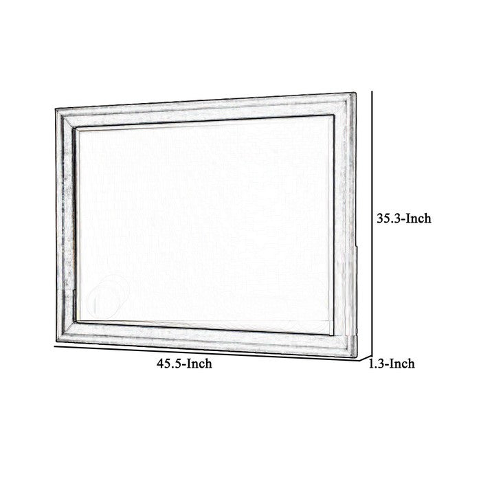 Molded Wooden Frame Dresser Top Mirror with Beveled Edges, Brown and Silver