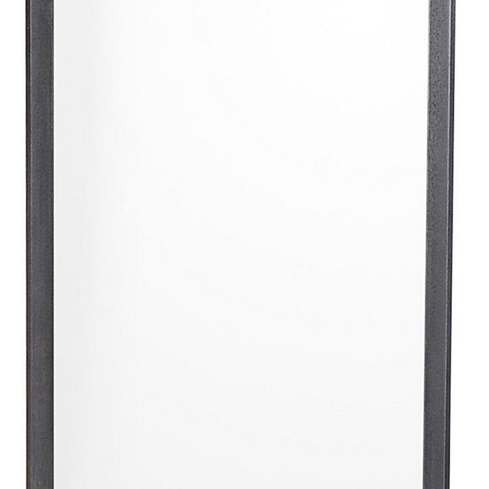 Rectangular Wooden Frame Dresser Top Mirror, Antique Black and Silver - BM215230