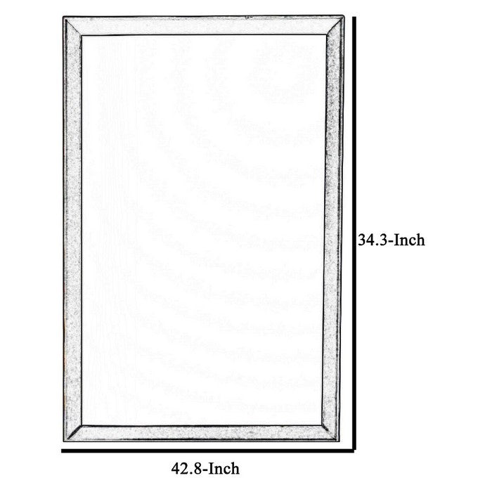 Rectangular Wooden Frame Dresser Top Mirror, Antique Black and Silver - BM215230