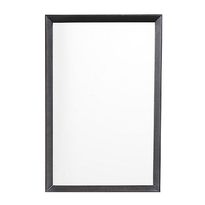 Rectangular Wooden Frame Dresser Top Mirror, Antique Black and Silver - BM215230
