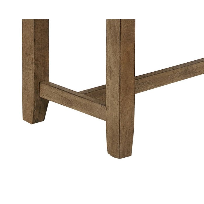 Fabric Upholstered Wooden Frame Bench with Chamfered Legs, Gray and Brown