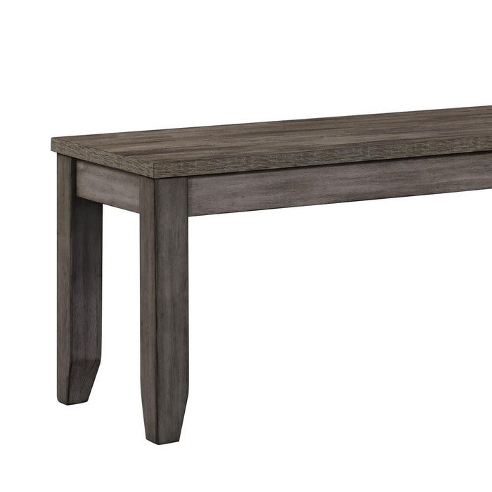 Wooden Frame Bench with Chamfered Legs and Grain Details, Gray