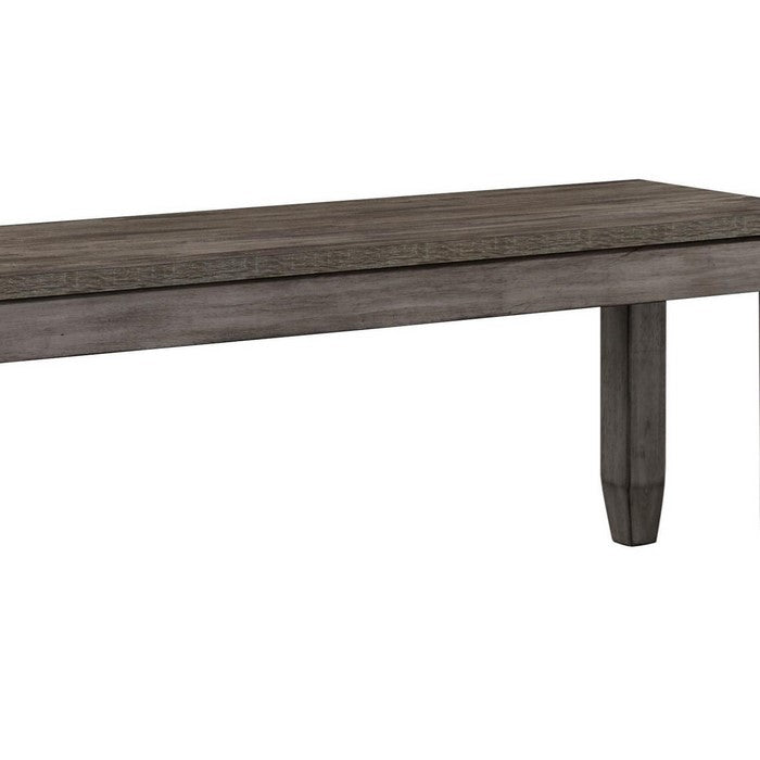 Wooden Frame Bench with Chamfered Legs and Grain Details, Gray