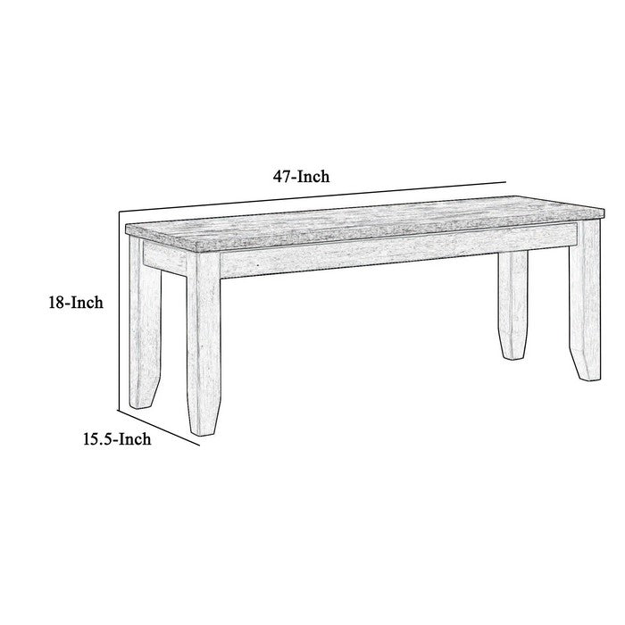Wooden Frame Bench with Chamfered Legs and Grain Details, Gray