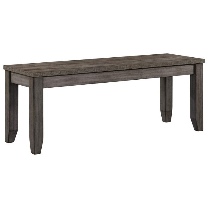 Wooden Frame Bench with Chamfered Legs and Grain Details, Gray