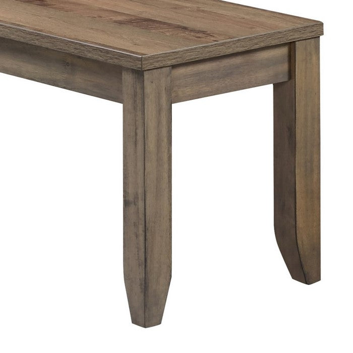 Wooden Frame Bench with Chamfered Legs and Grain Details, Brown
