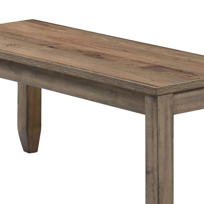Wooden Frame Bench with Chamfered Legs and Grain Details, Brown