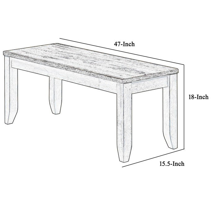 Wooden Frame Bench with Chamfered Legs and Grain Details, Brown