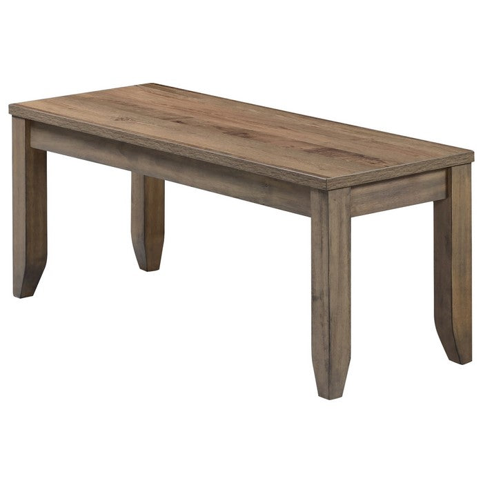 Wooden Frame Bench with Chamfered Legs and Grain Details, Brown