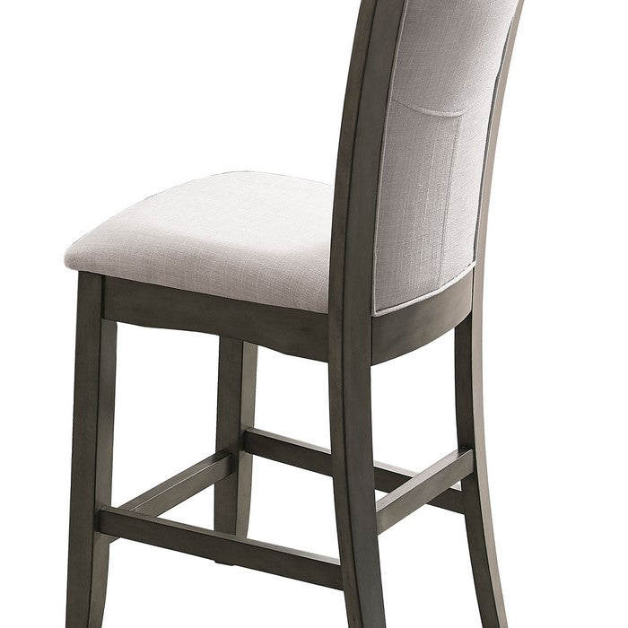 Fabric Upholstered Wooden Frame Counter Chair, Set of 2, Gray - BM215234