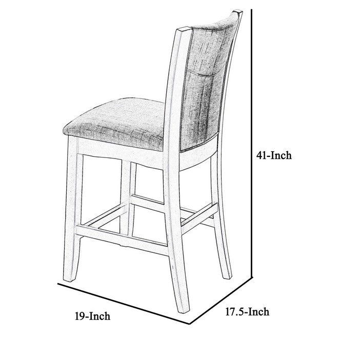 Fabric Upholstered Wooden Frame Counter Chair, Set of 2, Gray - BM215234