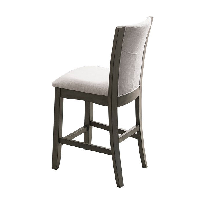 Fabric Upholstered Wooden Frame Counter Chair, Set of 2, Gray - BM215234