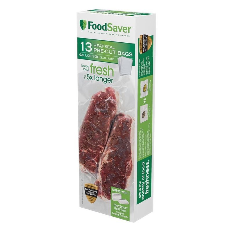 FoodSaver 1-Gallon Pre-Cut Vacuum Seal Bags with BPA-Free Multi-Layer Construction for Food Preservation & Sous Vide Cooking, 13 Count