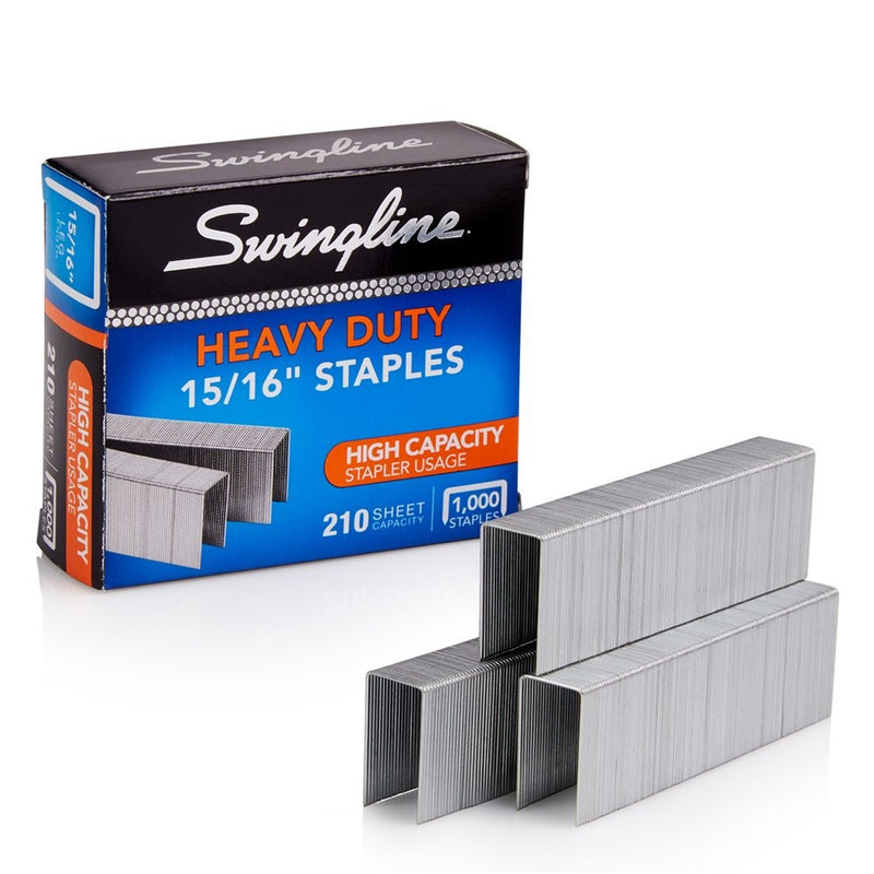 Swingline Staples, Heavy Duty, 210-Sheet Capacity, 15/16" Length, 100/Strip, 1000/Box, 1 Box (35320)