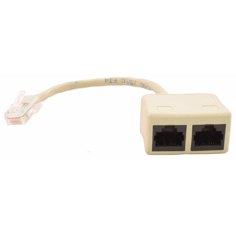 C2G Single Unit to Go 37133 2-Port RJ45 Splitter/Combiner Cable, Beige 6-Inch