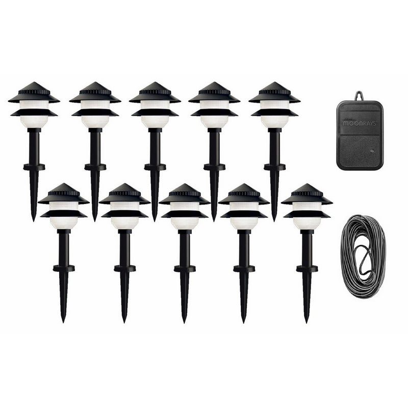 Moonrays Low Voltage Path Lights In Tiered Design (Low Voltage 10-Fixture Kit, Black)