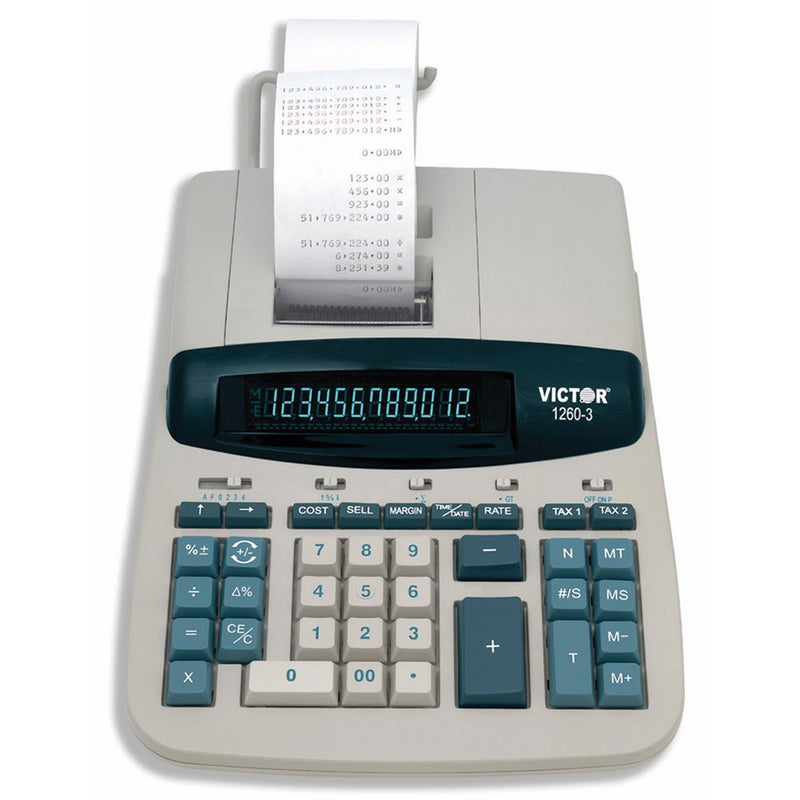 Victor 1260-3 12 Digit Heavy Duty Commercial Printing Calculator