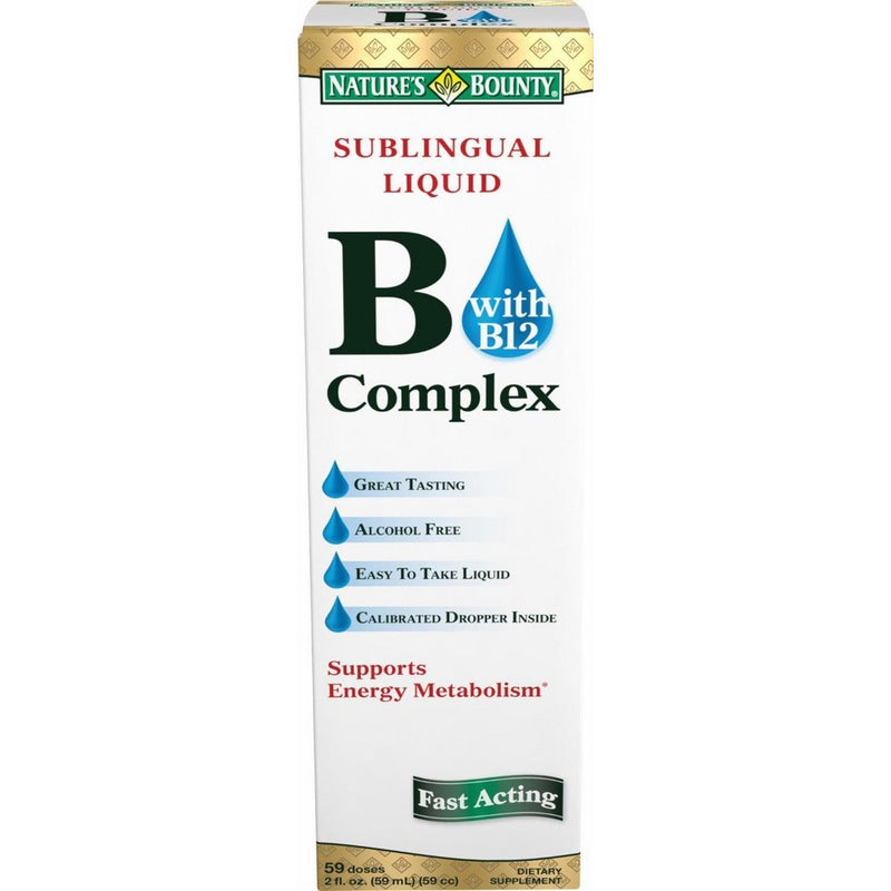 Nature's Bounty Vitamin B Complex with B-12 Sublingual Liquid, 2 Ounce (Pack of 4)