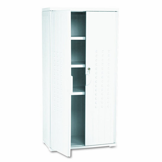 Iceberg ICE92553 OfficeWorks High-Density Plastic Storage Cabinet, 18" Length x 33" Width x 66" Height, Platinum