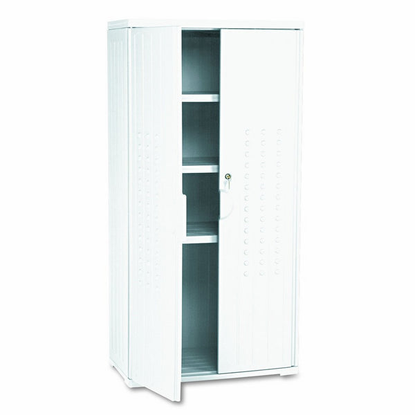 Iceberg ICE92553 OfficeWorks High-Density Plastic Storage Cabinet, 18" Length x 33" Width x 66" Height, Platinum