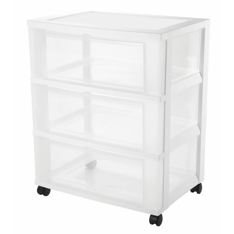 IRIS Wide 3-Drawer Cart, White