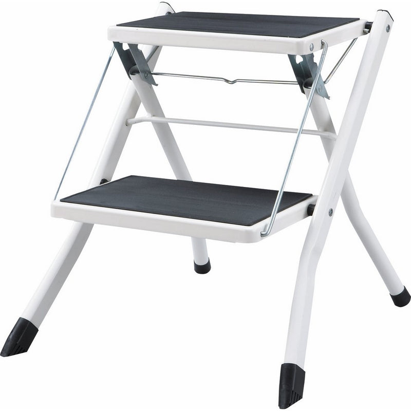 AZUMAYA White Folding Step Stool 17" Height PC-334WH White Steel