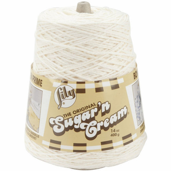 Lily 10300202005 Sugar 'N Cream Yarn, 14 Ounce Cone, Soft Ecru