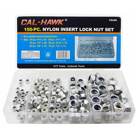 150pc Nylon Insert Lock-Nut Assortment - 6 Sizes #10 - 1/2"