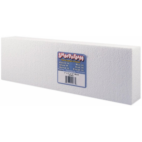 Smoothfoam Block Crafts Foam for Modeling, 2 by 4 by 12-Inch, White