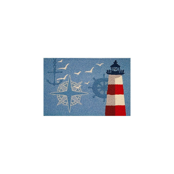 Jellybean Ocean Outpost Red White Lighthouse Compass Anchor Accent Rug