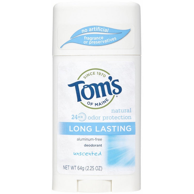 Tom's of Maine Long-Lasting Care Deodorant Stick, Unscented - 2.25 oz - 2 pk