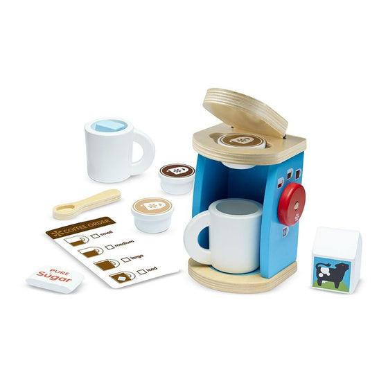 Melissa & Doug 11-Piece Brew and Serve Wooden Coffee Maker Set - Play Kitchen Accessories