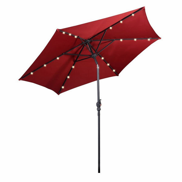 Giantex 9ft Patio Solar Umbrella LED Patio Market Steel Tilt w/Crank Outdoor (Burgundy)