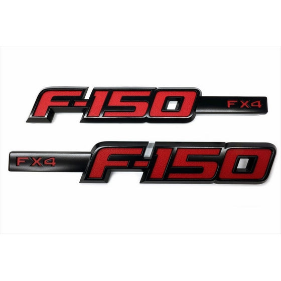 2009-2014 Ford F-150 FX4 Black & Red Fender Emblem 2 Piece Sport Kit OEM NEW