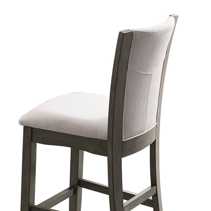 Fabric Upholstered Wooden Frame Counter Chair, Set of 2, Gray - BM215234