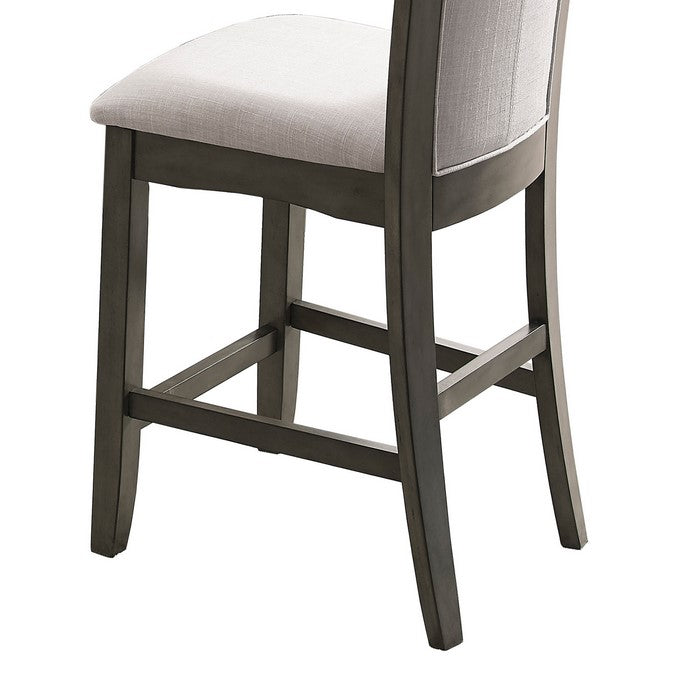 Fabric Upholstered Wooden Frame Counter Chair, Set of 2, Gray - BM215234