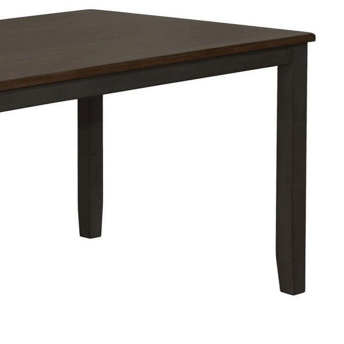 Rectangular Wooden Frame Dining Table with Chiseled Edges, Brown and Black - BM215238