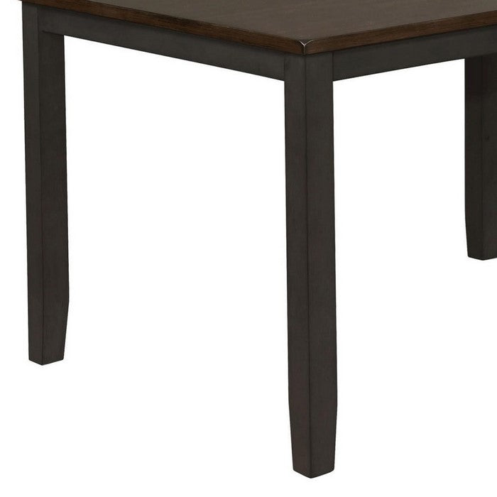Rectangular Wooden Frame Dining Table with Chiseled Edges, Brown and Black - BM215238