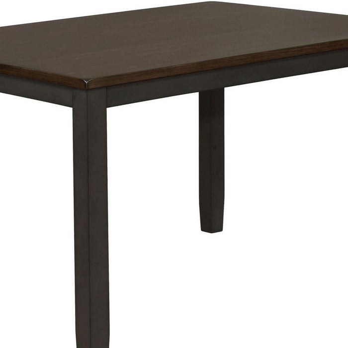 Rectangular Wooden Frame Dining Table with Chiseled Edges, Brown and Black - BM215238