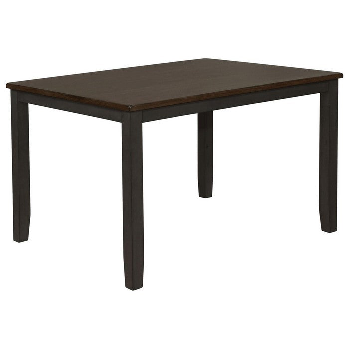 Rectangular Wooden Frame Dining Table with Chiseled Edges, Brown and Black - BM215238