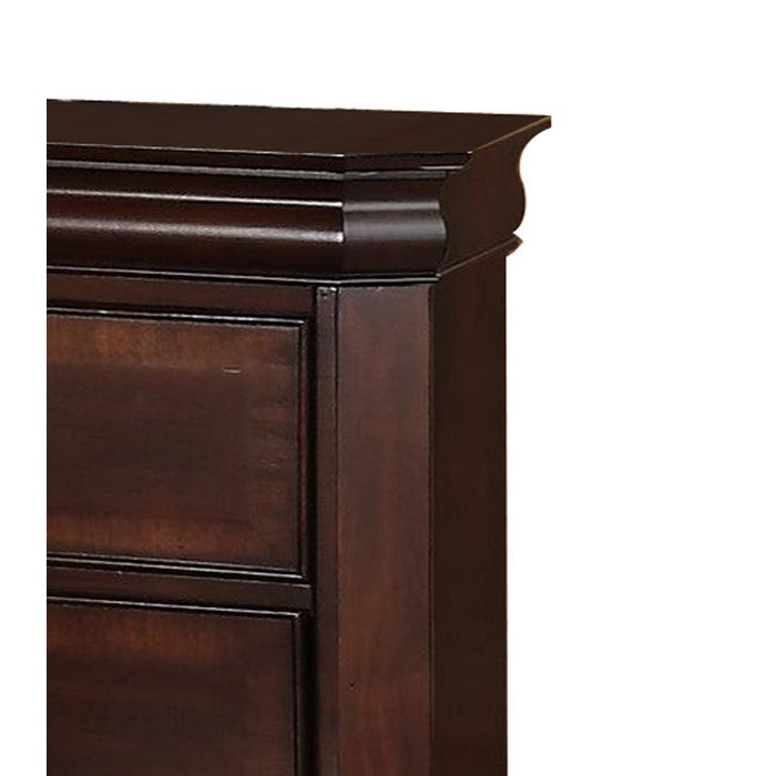 Molded Wooden Frame Nightstand with 2 Drawers, Dark Brown