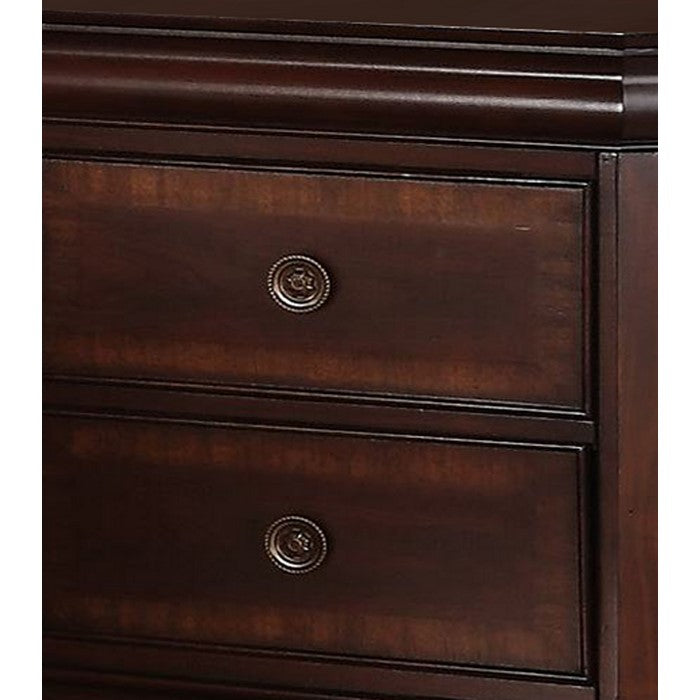 Molded Wooden Frame Nightstand with 2 Drawers, Dark Brown